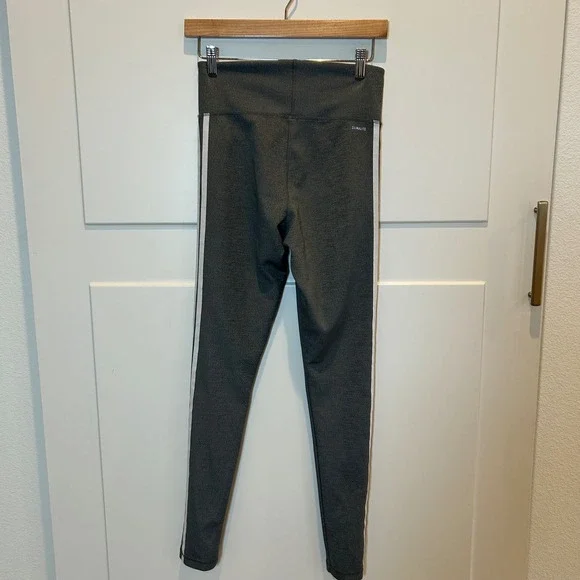 Adidas Climalite Athletic Leggings Grey White Stripe‎ Womens Size S Yoga Running - Picture 4 of 8